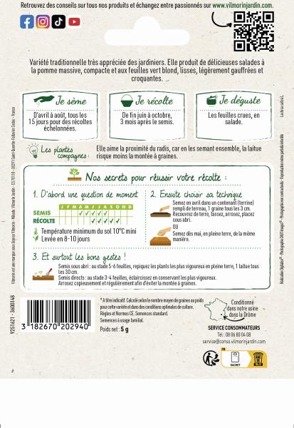 Potagères - Laitue Pommée Appia - Grand Modèle - MEDIA_PACKAGING_VERSO